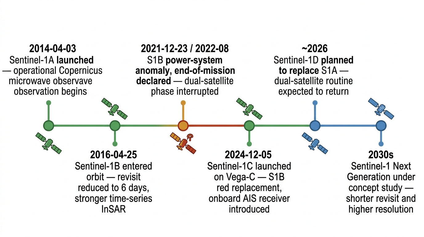 Sentinel-1 constellation timeline