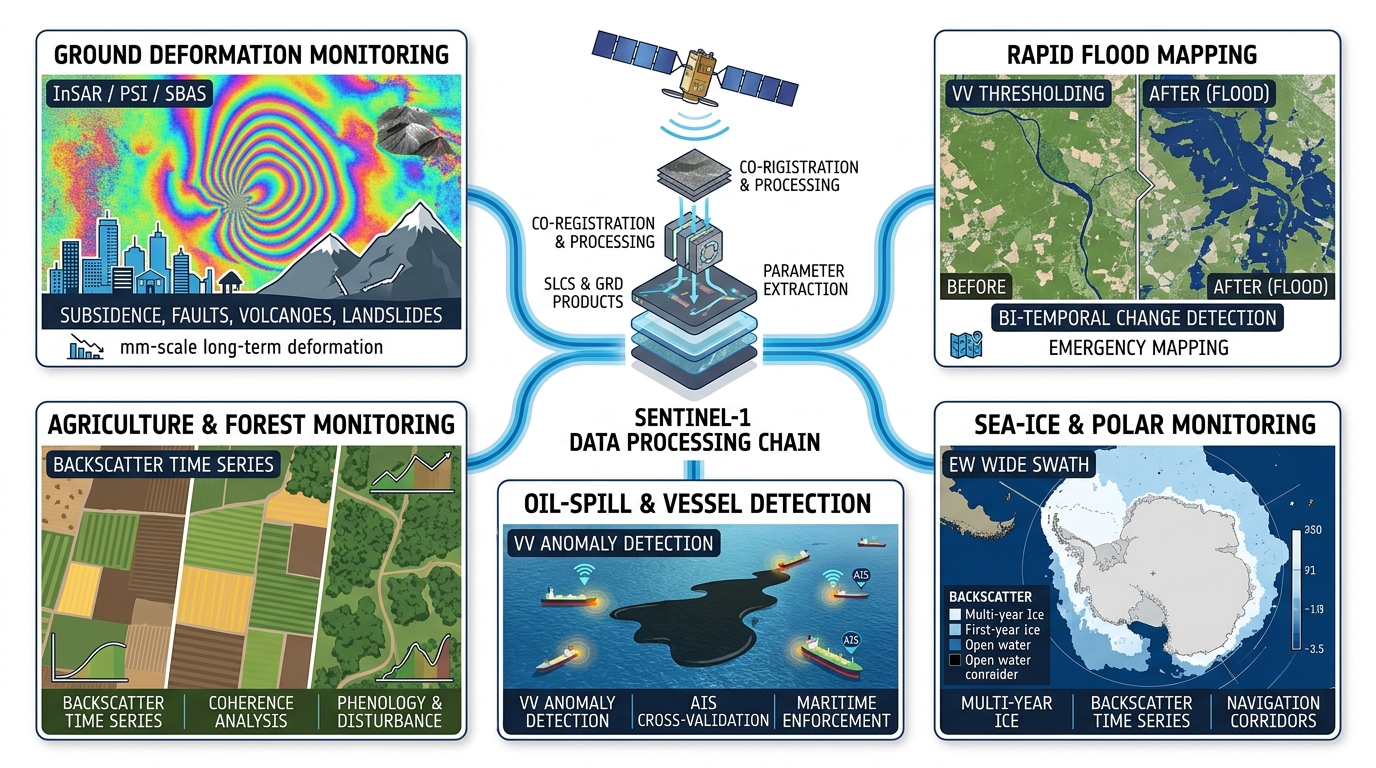 Sentinel-1 processing chain and representative applications